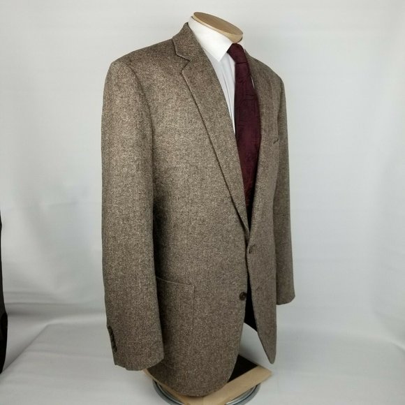 Oak Hill Sport Coat Mens 48T 1XLT Brown Wool Blend - Picture 4 of 12